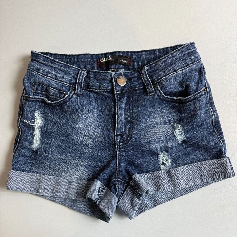 Urban Outfitters BDG Women's Shortie Denim Shorts Blue Jean Distressed Size 25